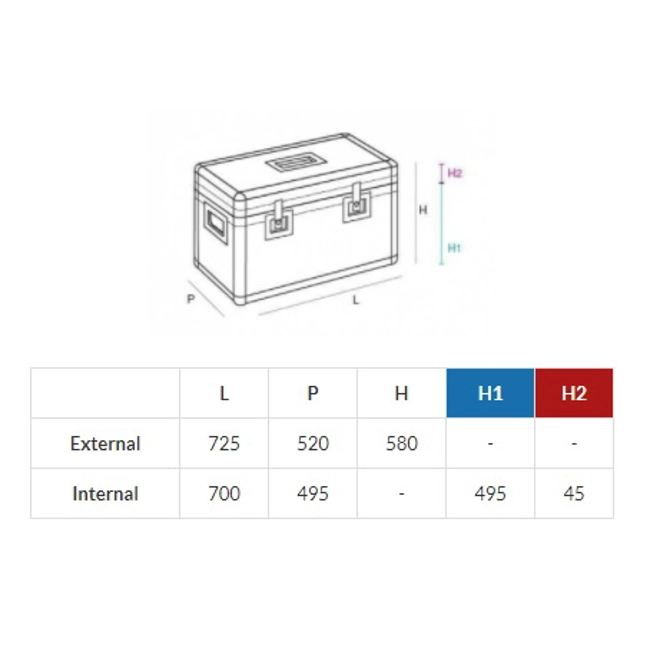 Vendita online Baule linea flight-cases grinta 725X520X580 mm.